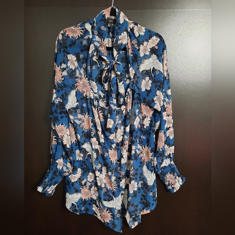 Michel Studio Sheer Print Blouse
